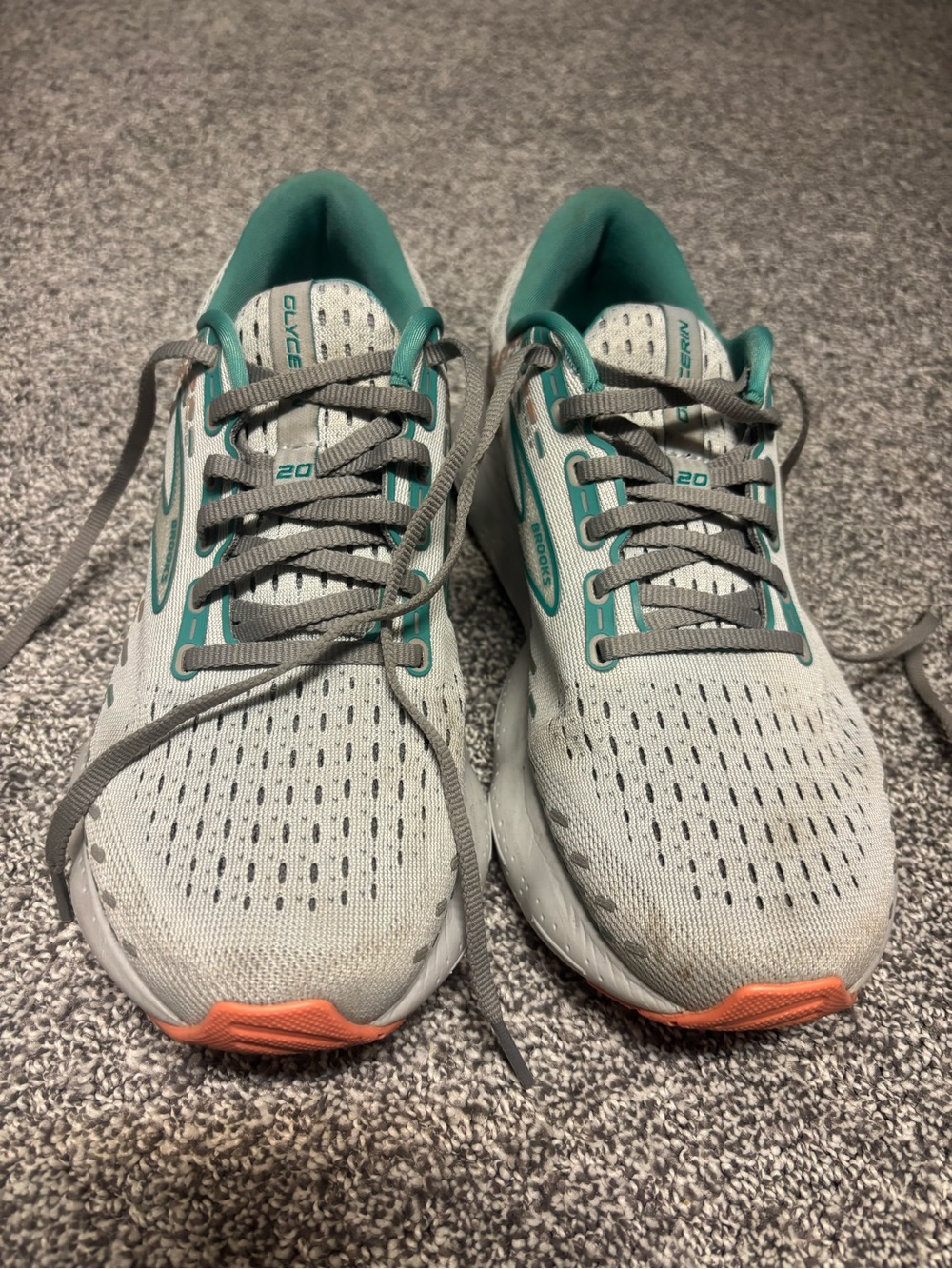 Brooks Women’s Running Shoes - Gray with Teal and Coral Accents